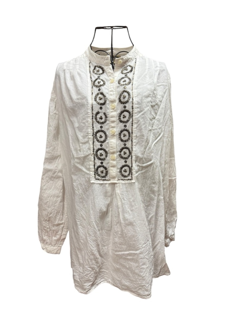 Michael Kors Boho Cream Button-Front Blouse Black detail 2X